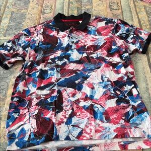 Robert Graham Multicolor Floral Polo in Red, Blue & Black Collar